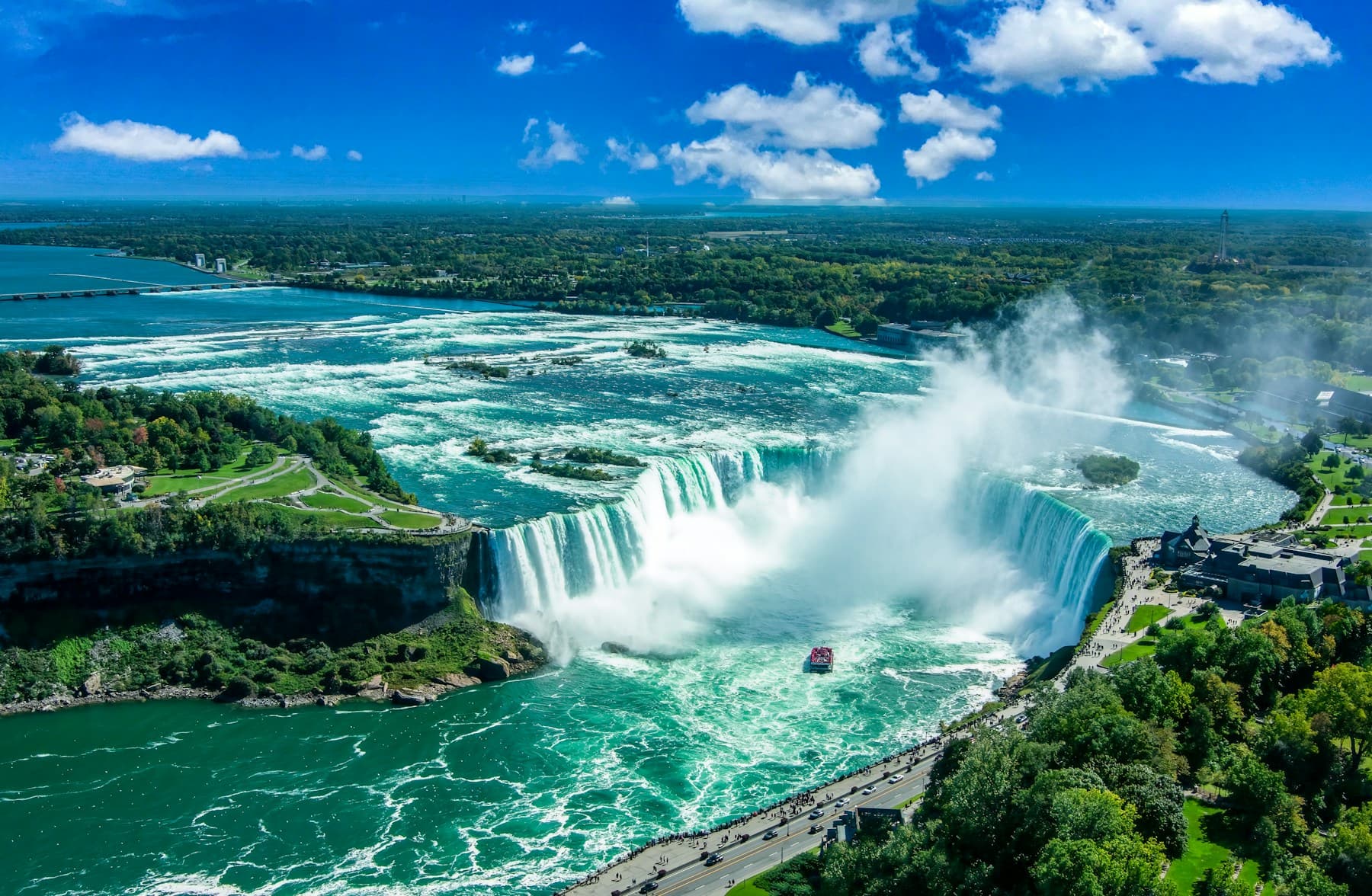 Aerial view of Horseshoe Falls in Niagara Falls, Ontario
